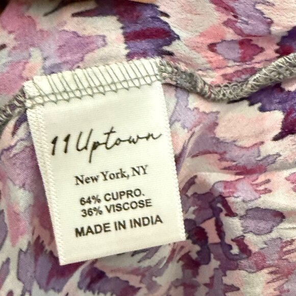 11 Uptown Dress Purple Multi-Color Abstract Print Long Sleeve, S, 64% Cupro 36% - Picture 5 of 12